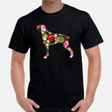 Boxer Dog Themed Clothes & Attire - Canine Tee Shirts For Humans - Gifts for Campers, Dog Moms, Dads & Lovers - Tropical Floral T-Shirt - Black, Men