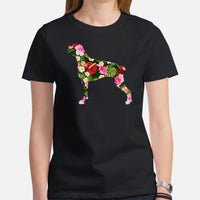 Boxer Dog Themed Clothes & Attire - Canine Tee Shirts For Humans - Gifts for Campers, Dog Moms, Dads & Lovers - Tropical Floral T-Shirt - Black, Women