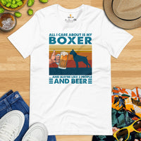 Boxer Dog Themed Clothes & Attire - Canine Tee Shirts For Humans - Gifts for Dog Lovers - All I Care About Is My Boxer And Beer T-Shirt - White