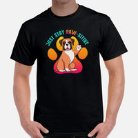 Boxer Dog Themed Clothes & Attire - Canine Tee Shirts For Humans - Gifts for Dog Moms, Dads & Lovers - Just Stay Paw-sitive T-Shirt - Black, Men
