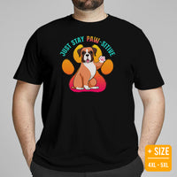 Boxer Dog Themed Clothes & Attire - Canine Tee Shirts For Humans - Gifts for Dog Moms, Dads & Lovers - Just Stay Paw-sitive T-Shirt - Black, Plus Size