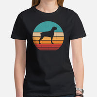 Boxer Dog Themed Clothes & Attire - Canine Tee Shirts & Outfit For Humans - Gifts for Dog Moms, Dads & Lovers - Vintage Vibe T-Shirt - Black, Women