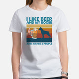 Boxer Dog Themed Clothes & Attire - Funny Canine Tee Shirts For Humans - Gifts for Beer & Dog Lovers - I Like Beer And My Boxer T-Shirt - White, Women