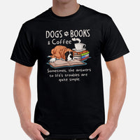 Boxer Dog Themed Clothes & Attire - Funny Canine Tee Shirts For Humans - Gifts for Dog Lovers & Owners - Dogs, Books And Coffee T-Shirt - Black, Men