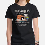 Boxer Dog Themed Clothes & Attire - Funny Canine Tee Shirts For Humans - Gifts for Dog Lovers & Owners - Dogs, Books And Coffee T-Shirt - Black, Women