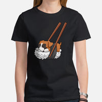 Boxer Dog Themed Clothes & Attire - Funny Canine Tee Shirts For Humans - Gifts for Dog Moms, Dads & Lovers - Cute Nigiri Sushi T-Shirt - Black, Women