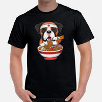 Boxer Dog Themed Clothes & Attire - Funny Canine Tee Shirts For Humans - Gifts for Dog Moms, Dads & Lovers - Cute Ramen Noodles T-Shirt - Black, Men