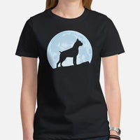 Boxer Dog Themed Clothes & Attire - Funny Canine Tee Shirts For Humans - Gifts for Dog Moms, Dads & Lovers - Over The Moon T-Shirt - Black, Women