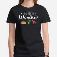 Boxer Dog Themed Clothes & Attire - Funny Canine Tee Shirts For Humans - Gifts for Dog Moms & Lovers - I'm A Simple Woman T-Shirt - Black, Women