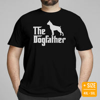 Boxer Dog Themed Clothes & Attire - Funny Canine Tee Shirts, Outfit For Humans - Gifts for Dog Dads & Lovers - The Dogfather T-Shirt - Black, Plus Size