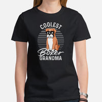 Boxer Dog Themed Clothes & Attire - Funny Canine Tee Shirts & Outfit For Humans - Gifts for Dog Lovers - Coolest Boxer Grandma T-Shirt - Black, Women