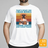 Boxer Dog Themed Clothes - Funny Canine Tee Shirts For Humans - Gifts for Dog Lovers - I Read Books, Drink Coffee & Know Things T-Shirt - White, Plus Size