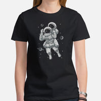 Brazillian Jiu Jitsu T-Shirt - BJJ, MMA Attire, Clothes, Outfit - Gifts for Fighters, Kungfu Lovers - Astronaut Choking In Space Tee - Black, Women
