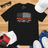 Brazillian Jiu Jitsu T-Shirt - BJJ, MMA Attire, Wear, Clothes - Gifts for Fighters, Kungfu Lovers - BJJ Brown Belt US Flag Themed Tee - Black