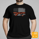 Brazillian Jiu Jitsu T-Shirt - BJJ, MMA Attire, Wear, Clothes - Gifts for Fighters, Kungfu Lovers - BJJ Brown Belt US Flag Themed Tee - Black, Plus Size