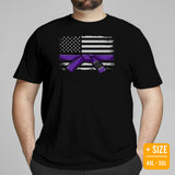 Brazillian Jiu Jitsu T-Shirt - BJJ, MMA Attire, Wear, Clothes - Gifts for Fighters, Kungfu Lovers - BJJ Purple Belt US Flag Themed Tee - Black, Plus Size