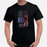 Brazillian Jiu Jitsu T-Shirt - BJJ, MMA Attire, Wear, Clothes - Gifts for Fighters, Wrestlers - Patriotic BJJ Belts US Flag Themed Tee - Black, Men