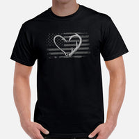 Deer T-Shirt - Buck Shirt - Gifts for Hunters, Outdoorsmen, Fishermen - 4th of July T-Shirt - American Flag Shirt - Antler And Hook T-Shirt - Black, Men