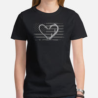Deer T-Shirt - Buck Shirt - Gifts for Hunters, Outdoorsmen, Fishermen - 4th of July T-Shirt - American Flag Shirt - Antler And Hook T-Shirt - Black, Women
