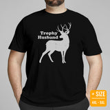 Buck & Deer Hunting T-Shirt - Gift for Hunter, Bow Hunter & Archer - Antlers Hunting Season Shirt - The Trophy Husband Sarcastic Shirt - Black, Plus Size