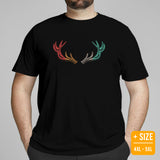 Buck & Deer Hunting T-Shirt - Gift for Hunter, Bow Hunter & Archer - Buck Hunting Season Tee - Shed Antlers Retro Aesthetic Shirt - Black, Plus Size