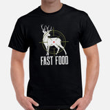 Buck & Deer Hunting T-Shirt - Gift for Hunter, Bow Hunter, Archer & Caribou Animals Lover - Hunting Season Tee - Deer Fast Food Shirt - Black, Men