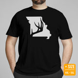 buck-deer-hunting-t-shirt-gift-for-hunter-bow-hunter-archer-elk-hunting-season-shirt-buck-antler-missouri-map-themed-shirt - Black, Plus Size