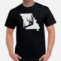 buck-deer-hunting-t-shirt-gift-for-hunter-bow-hunter-archer-elk-hunting-season-shirt-buck-antler-missouri-map-themed-shirt - Black, Men