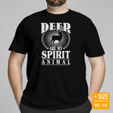 Buck & Deer Hunting T-Shirt - Gift for Hunter, Bow Hunter, Archer - Elk Hunting Season Shirt - Deer Are My Spirit Animal Shirt - Black, Plus Size