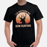 Buck & Deer Hunting T-Shirt - Gift for Hunter, Bow Hunter, Archer - Elk Hunting Season Shirt - I'd Rather Be Bow Hunting Shirt - Black, Men