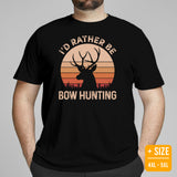 Buck & Deer Hunting T-Shirt - Gift for Hunter, Bow Hunter, Archer - Elk Hunting Season Shirt - I'd Rather Be Bow Hunting Shirt - Black, Plus Size