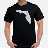 Buck & Deer Hunting T-Shirt - Gift for Hunter, Bow Hunter & Archer - Elk Hunting Season Tee - Buck Antler Florida Map Themed Shirt - Black, Men