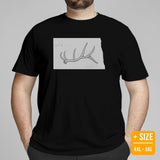 Buck & Deer Hunting T-Shirt - Gift for Hunter, Bow Hunter & Archer - Elk Hunting Season Tee - Buck Antler North Dakota Map Themed Shirt - Black, Plus Size