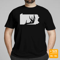 Deer T-Shirt - Buck Shirt - Gifts for Hunters, Outdoorsmen, Nature Lovers - Pennsylvania T-Shirt - Deer Hunting Shirts - Antler T-Shirt - Black, Plus Size