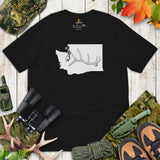 Buck & Deer Hunting T-Shirt - Gift for Hunter, Bow Hunter & Archer - Elk Hunting Season Tee - Buck Antler Washington Map Themed Shirt - Black