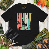 Buck & Deer Hunting T-Shirt - Gift for Hunter, Bow Hunter, Archer - Elk, Shed Antlers Hunting & Idaho Map Retro Aesthetic Shirt - Black