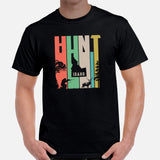 Buck & Deer Hunting T-Shirt - Gift for Hunter, Bow Hunter, Archer - Elk, Shed Antlers Hunting & Idaho Map Retro Aesthetic Shirt - Black, Men