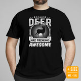 Buck & Deer Hunting T-Shirt - Gift for Hunter, Bow Hunter, Archer - Hunting Season Shirt - Because Deer Are Freaking Awesome Shirt - Black, Plus Size