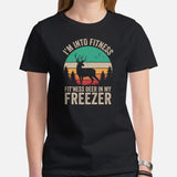 Buck & Deer Hunting T-Shirt - Gift for Hunter, Bow Hunter, Archer - I'm Into Fitness Fitness Deer In My Freezer Retro Aesthetic Shirt - Black, Women