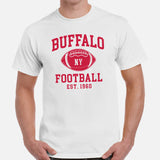 Buffalo Est.1960 T-Shirt - Football Fanatic Vintage Graphic Shirt: Retro Style, Ideal Gifts for Football Fans - Game Day Shirt - White, Men