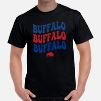 Buffalo Football Fanatic Vintage Graphic T-Shirt: Retro Style, Ideal Gift for Football Fans - Game Day Tee - Buffalo Team Mascot Shirt - Black, Men