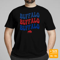 Buffalo Football Fanatic Vintage Graphic T-Shirt: Retro Style, Ideal Gift for Football Fans - Game Day Tee - Buffalo Team Mascot Shirt - Black, Plus Size