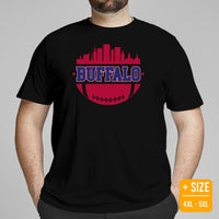 Buffalo Skyline Football Fanatic Vintage Graphic T-Shirt: Ideal Gift for Him & Her, Football Fans - Retro Style Game Day Shirt - Black, Plus Size