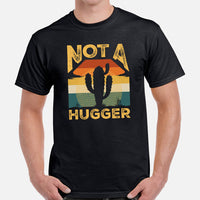 Camping & Hiking Shirt - Presents, Gift Ideas for Campers, Hikers, Nature Lovers - Happy Camper Tee - Cactus Shirt - Not A Hugger T-Shirt - Black, Men