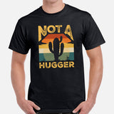 Camping & Hiking Shirt - Presents, Gift Ideas for Campers, Hikers, Nature Lovers - Happy Camper Tee - Cactus Shirt - Not A Hugger T-Shirt - Black, Men