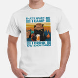 Camping Excursion & Beer Adventures Await - Grumpy Cat Tee for Happy Campers and Beer Lovers - I Camp I Drink & I Know Things Shirt - White, Men