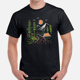 Camping Lover Forest Themed Boho T-Shirt - Campfire & Bonfire Adventure, Glamping Vibes Tee for Happy Campers and Nature Enthusiasts - Black, Men