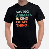 Canine Themed Clothes & Attire - Dog Tee Shirt For Humans - Presents for Dog Moms & Dads - Saving Animals Is Kind Of My Thing T-Shirt - Black, Men