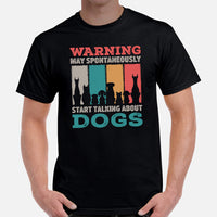 Canine Themed Clothes & Attire - Funny Dog Tee Shirt For Humans - Presents for Dog Moms & Dads - May Start Talking About Dogs T-Shirt - Black, Men