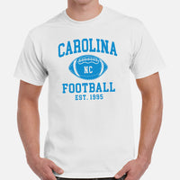 Carolina Est.1995 T-Shirt - Football Fanatic Vintage Graphic Shirt: Retro Style, Ideal Gifts for Football Fans - Game Day Shirt - White, Men